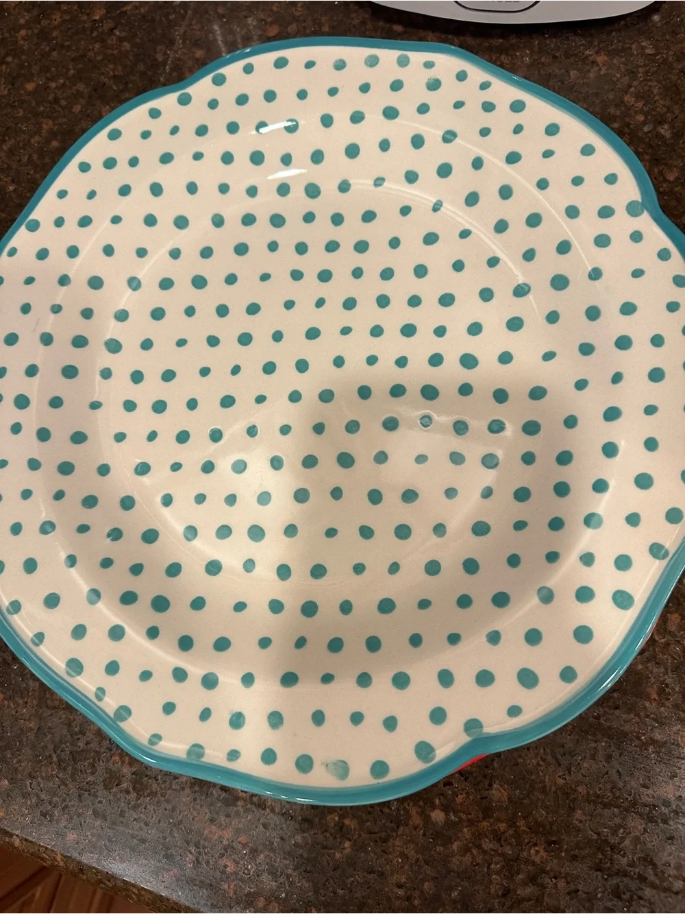 Pioneer Woman Polka Dot & Floral dinner plates- Red & Blue set of 4